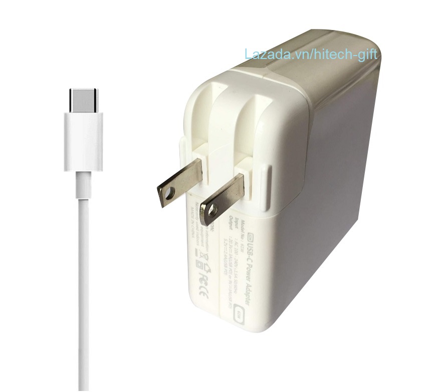 Adapter nguồn 61w pd cáp usb-c dài 2m sạc macbook pro, macbook air usb type c