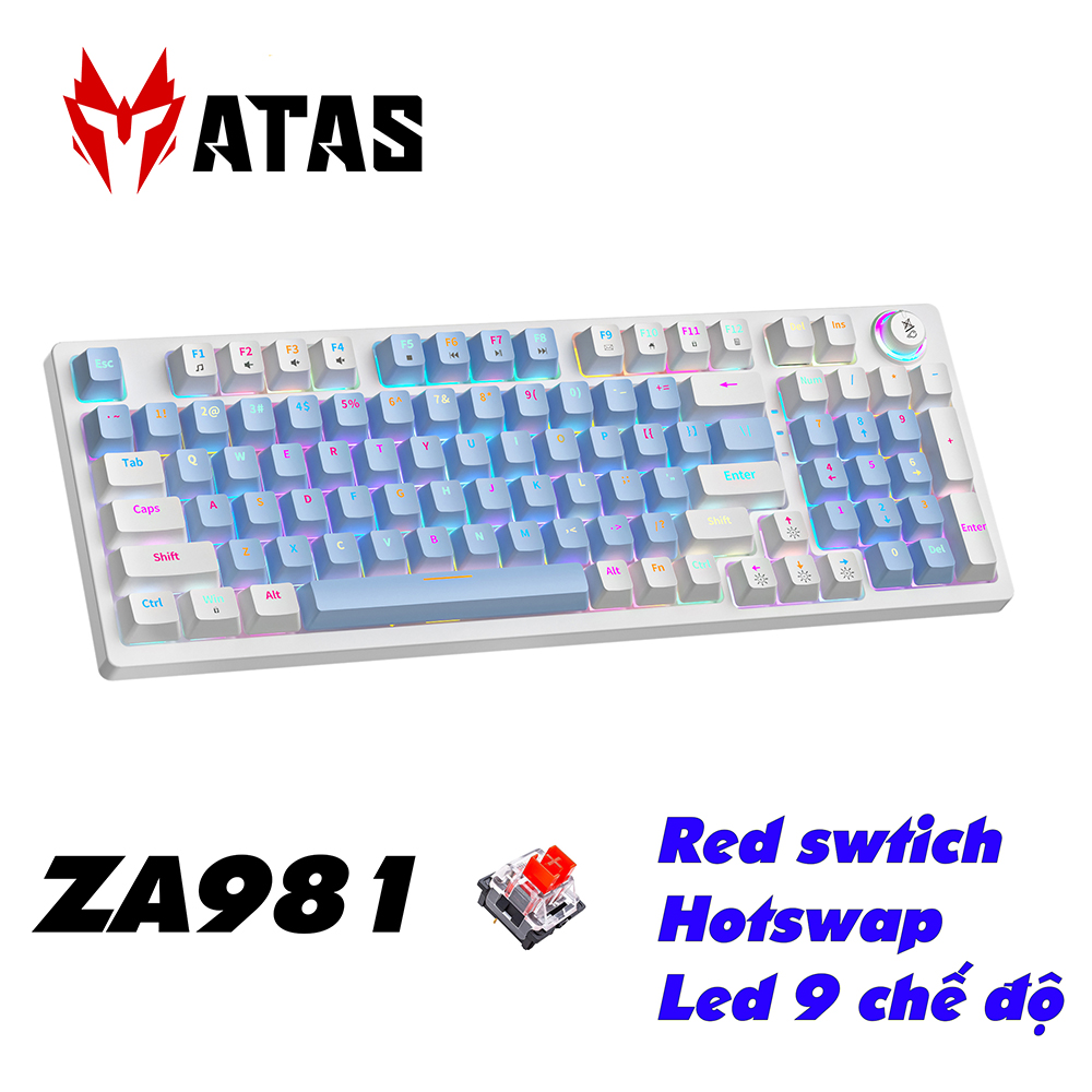 Bàn phím cơ Gaming ATAS ZA981 full size 98 phím - Có hotswap - Led Rainbow