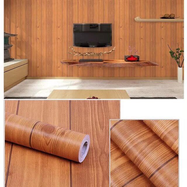 Cuộn 10m giấy dán tường khổ 45cm có keo sẵn - Mẫu gỗ