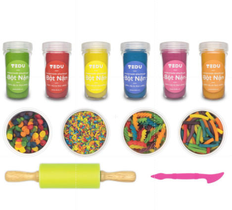 Bột nặn đất nặn an toàn tedu - set sáng tạo với nui màu