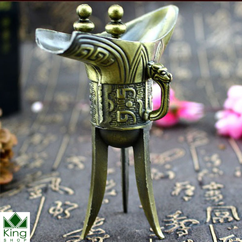 [HCM]Ly rượu đồng 3 chân giả cổ thời Tần Thủy Hoàng cao cấp