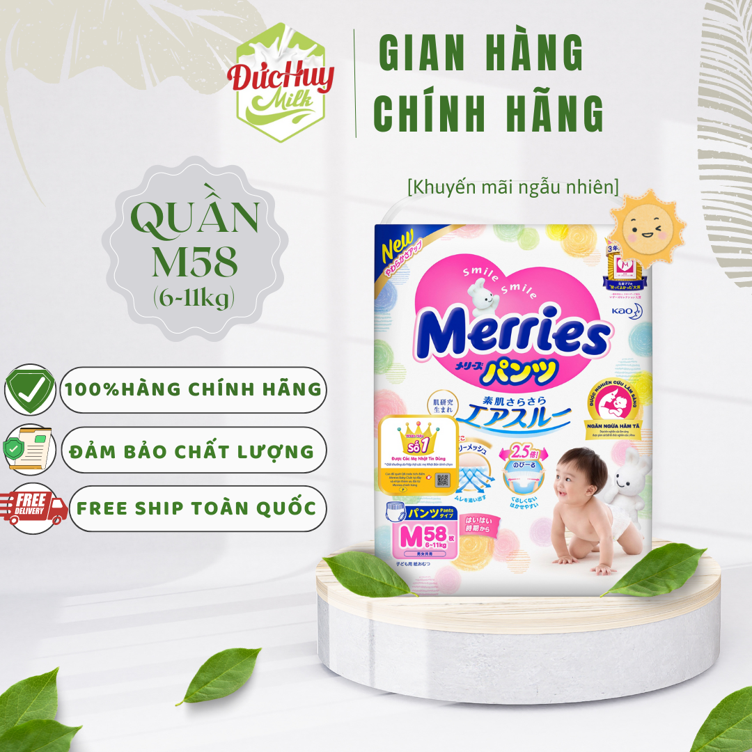 Tả Quần Merries Nội Địa Nhật Bỉm M58/L44/XL38/XXL26