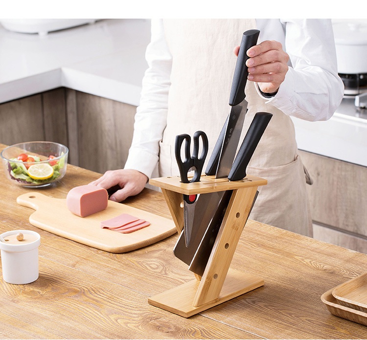 Đế Cắm Dao, Đũa Bằng Gỗ Tre Hình Chữ Z Cao Cấp, Hiện Đại Cho Nhà Bếp
