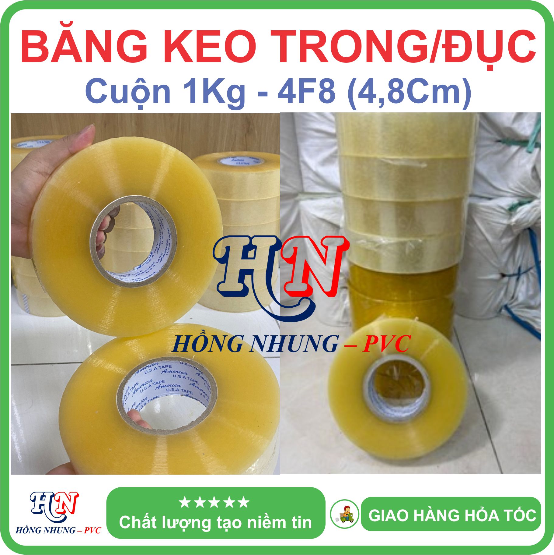   Cuộn 1kg  Băng Keo trong đục  1kg cuộn  - bản rộng 4,8F  4,8cm  Chất Keo Siêu Dính Giúp Bạn Đóng Gói Hàng Hiệu Quả 