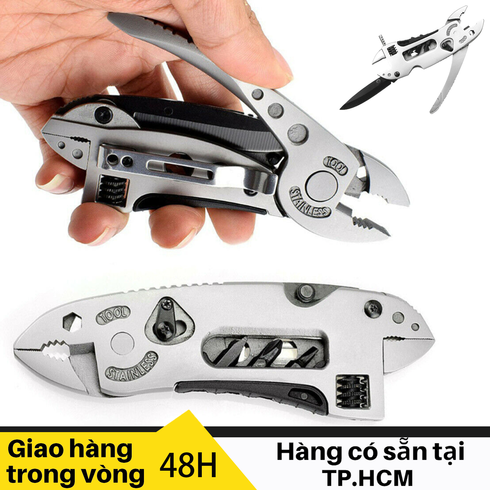 Kìm đa năng 13 chức năng Pocket Pliers thép không rỉ, kìm đa năng Jeep, kìm đa năng kết hợp cờ lê, kìm đa năng ngoài trời