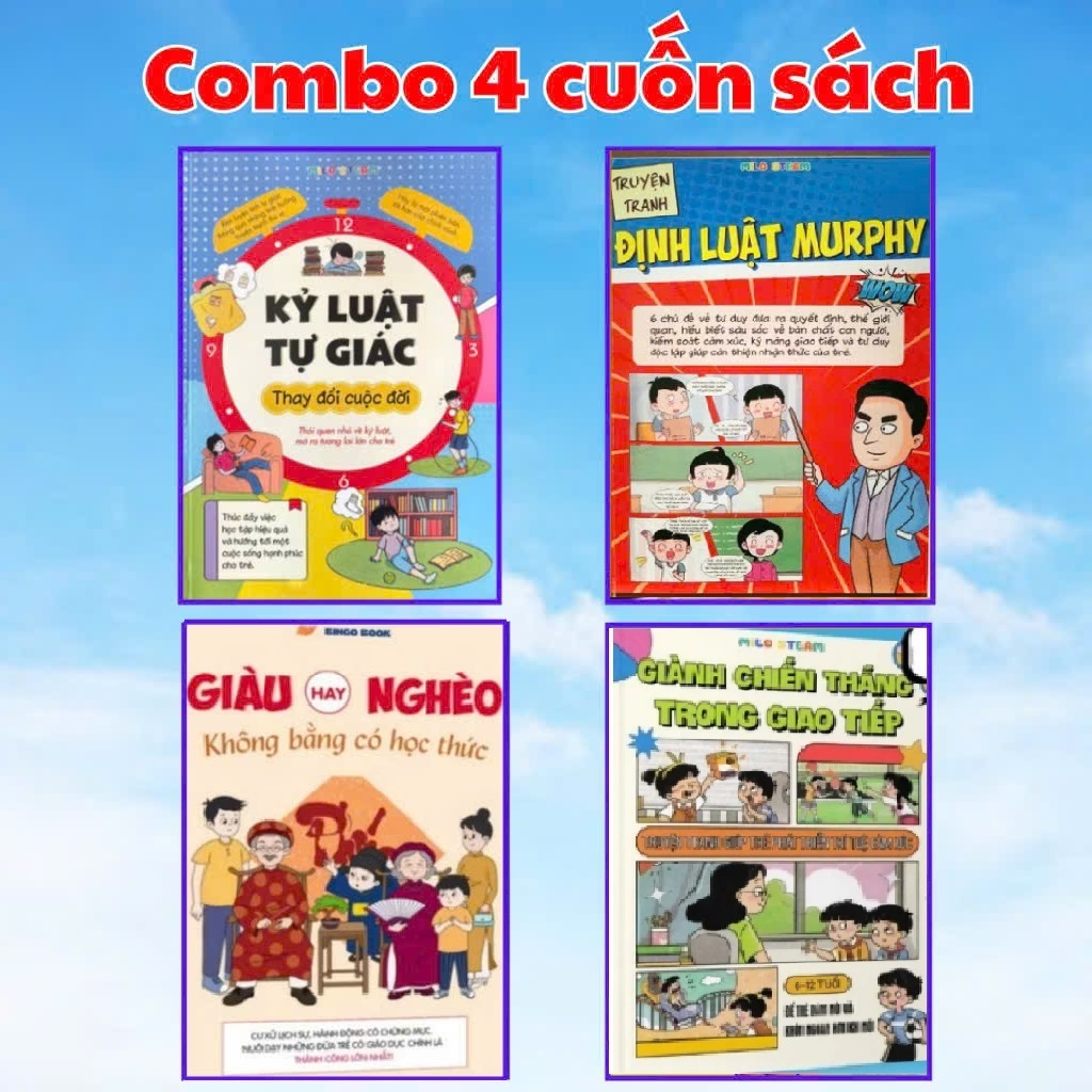 COMBO 4 Sách: Kỉ Luật Tự Giác - Thay Đổi Cuộc Đời Và Định Luật Murphy - Giành chiến thắng trong giao tiếp Từ 6-12 tuổi