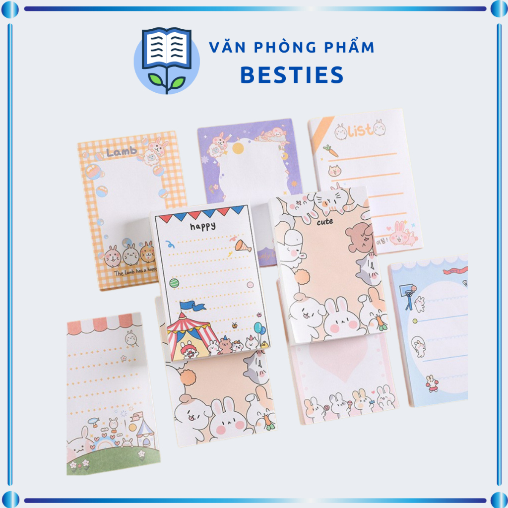 Giấy note ghi chú 100 tờ nhiều mẫu dễ thương có keo dính