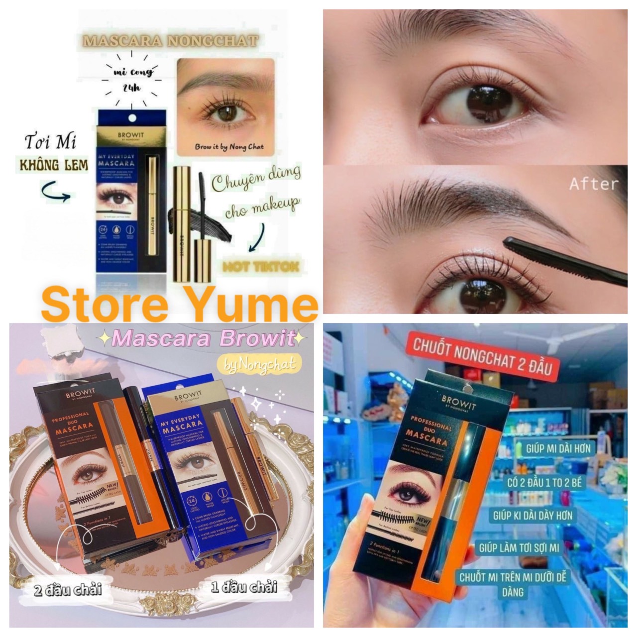 Mascara Làm Dày, Dài Mi Browit By Nongchat thái lan chuốt 1 đầu,chuốt 2 đầu mượt mà,chuốt tới từng sợi cho lông mi