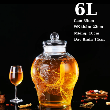 Bình thủy tinh 6 lít ngâm sâm chum rồng