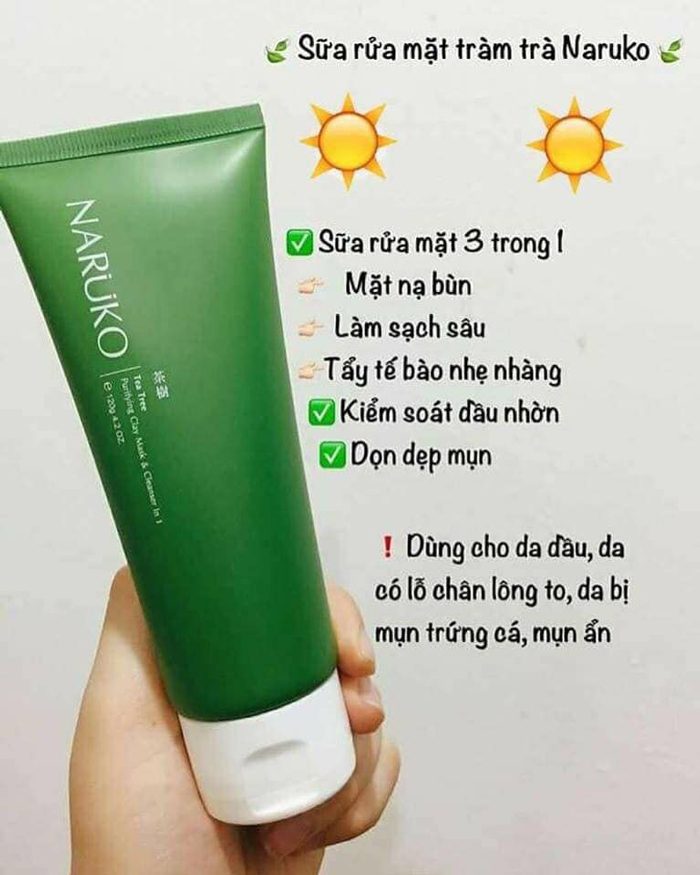 Sữa Rửa Mặt Bùn Kháng Mụn Chiết Xuất Tràm Trà Naruko Tea Tree Purifying Clay Mask