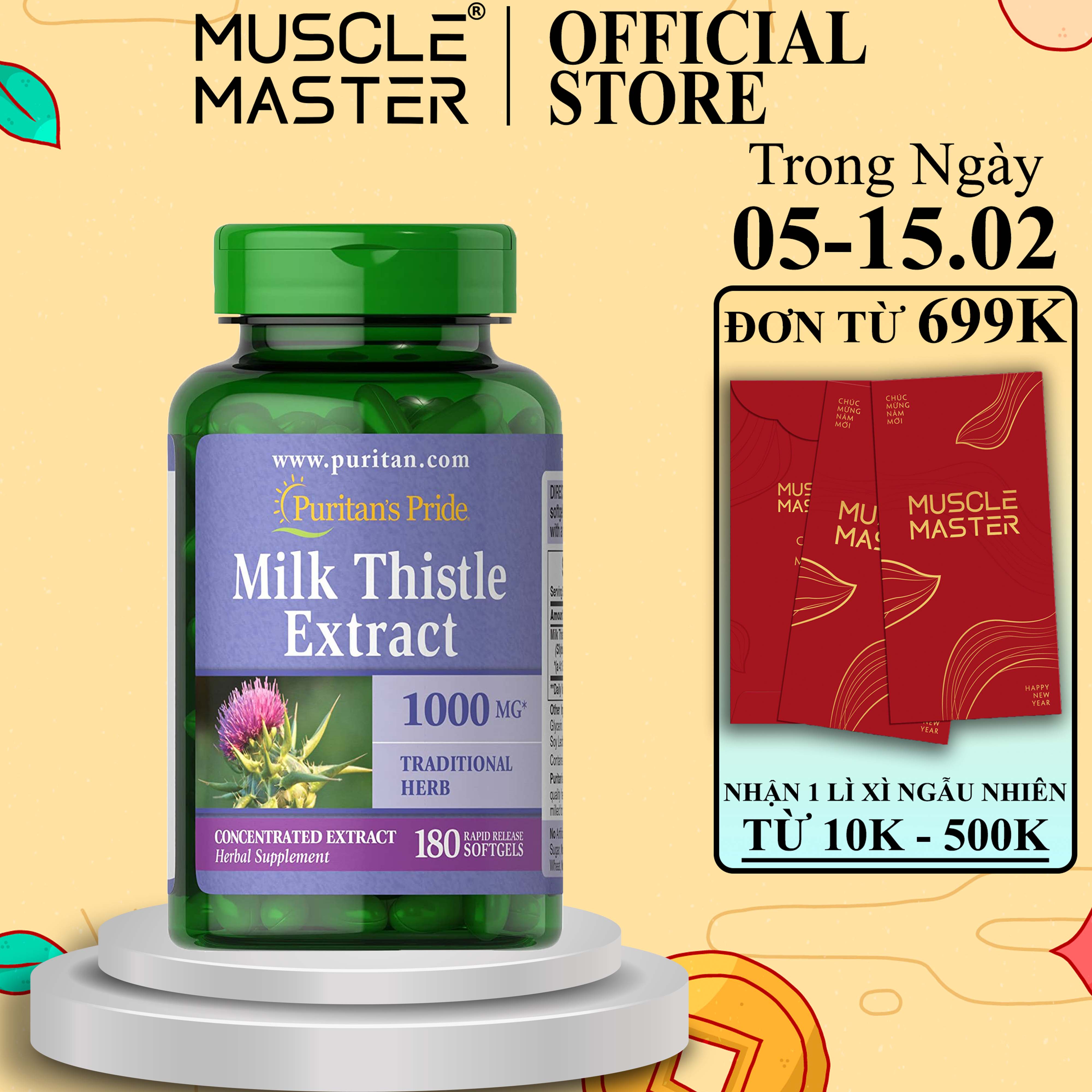 [HCM]Viên Uống Giải Độc Gan Milk Thistle Extract 180 Viên