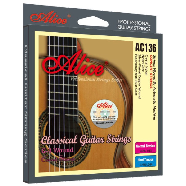 Bộ dây đàn guitar classic Alice AC136 Chính Hãng, Độ Bền Cao