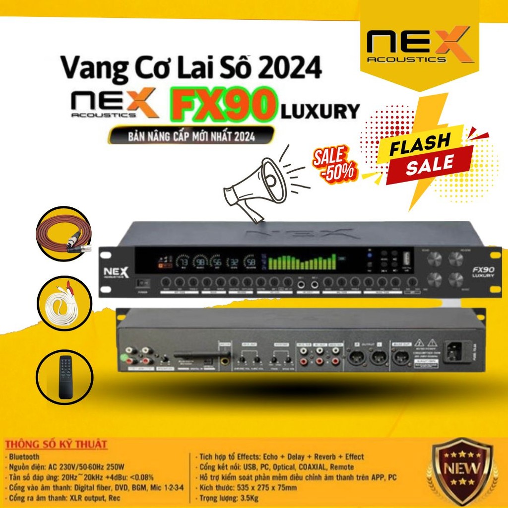  Vang Cơ Lai Số Nex - Fx 90 Luxury Bản Mới Chíp Kép - Chống Hú 5 Cấp Độ - Kết Hợp Eq Hiệu Ứng Echo + Revb Cực Ngọt. 