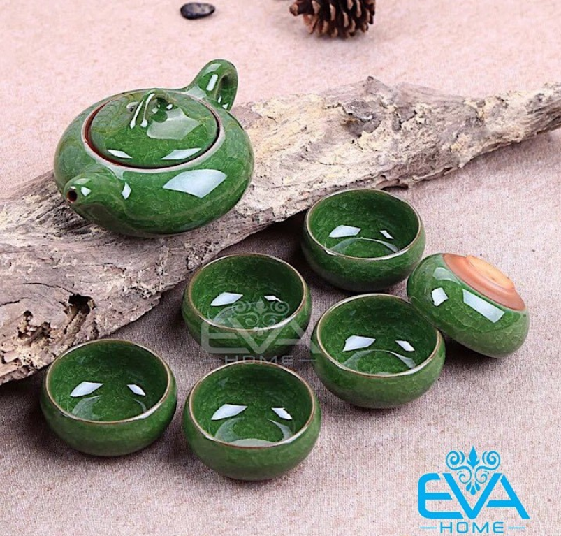 Bộ ấm 6 chén trà men ngọc bích