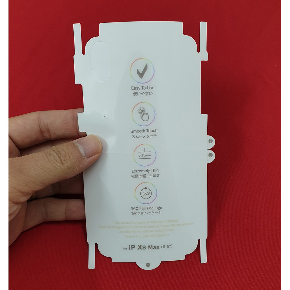 Miếng dán PPF loại xịn phủ full 99% lưng viền chống trầy xước mặt sau IPhone XS Max