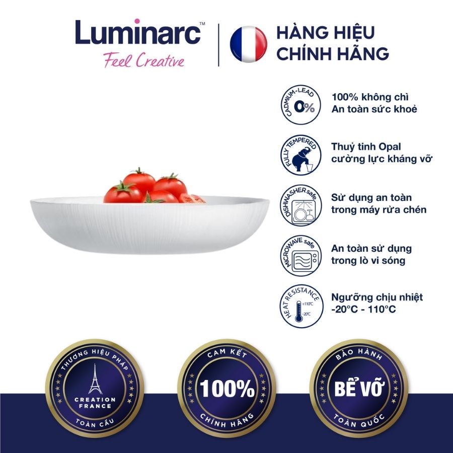 Bộ 6 đĩa sâu thuỷ tinh luminarc diwali lines 20cm - ludiq1662