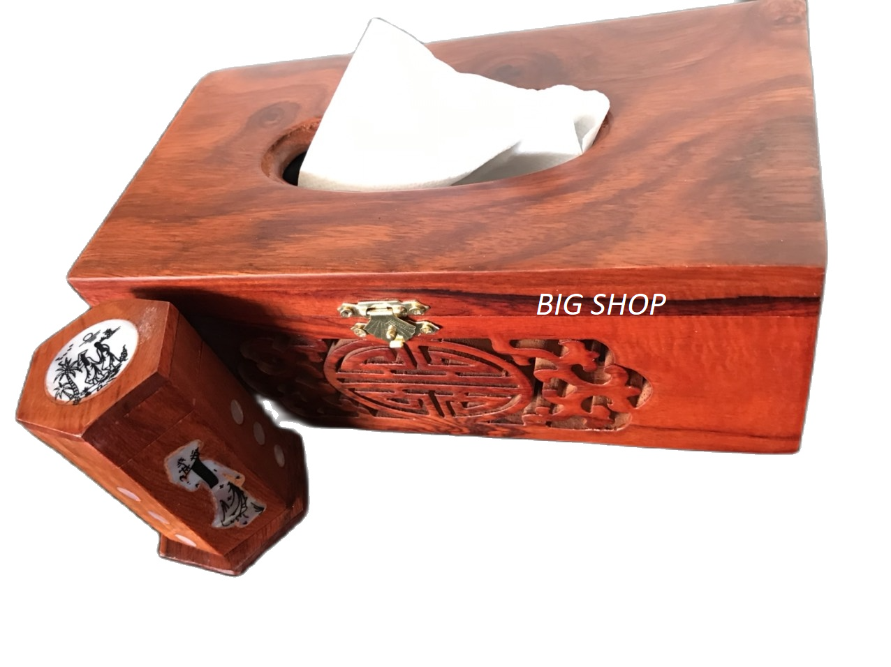 Bộ 1 Hộp đựng khăn giấy gỗ Hương cao cấp tặng 1 ống đựng tăm khản trai xinh xắn