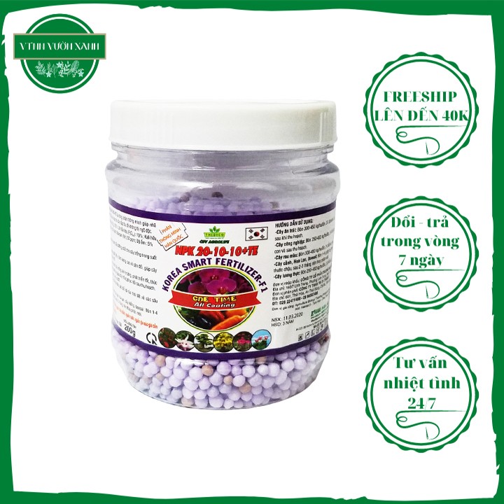Phân viên tan chậm hàn quốc 20-10-10+te bón gốc cho hoa lan, bonsai, cây kiểng 200g