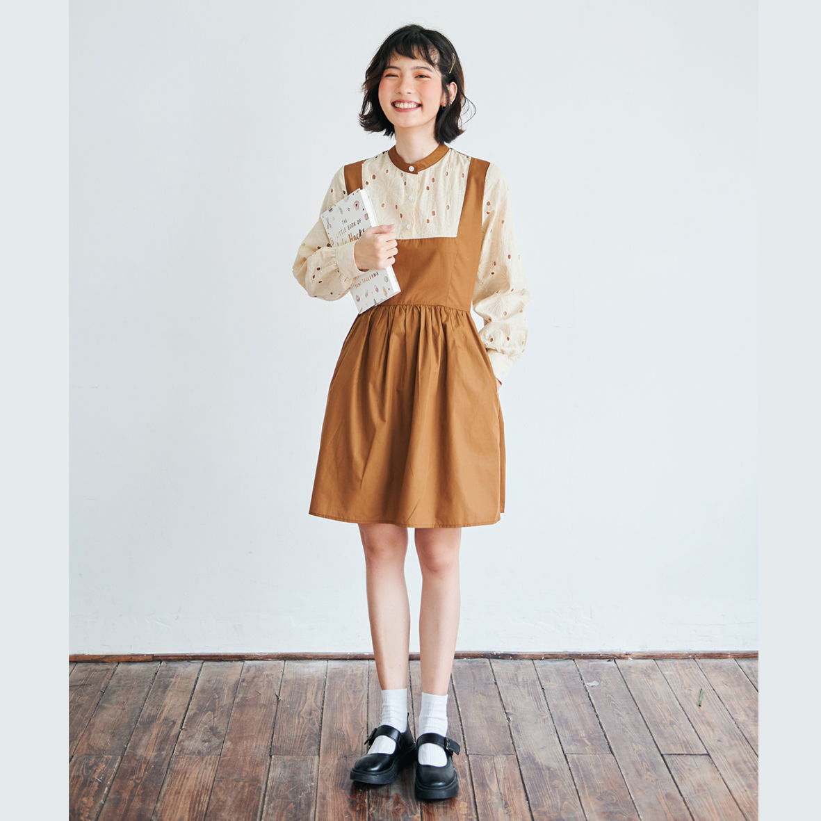 Bleubird váy thô dáng xoè phối ren aki dress