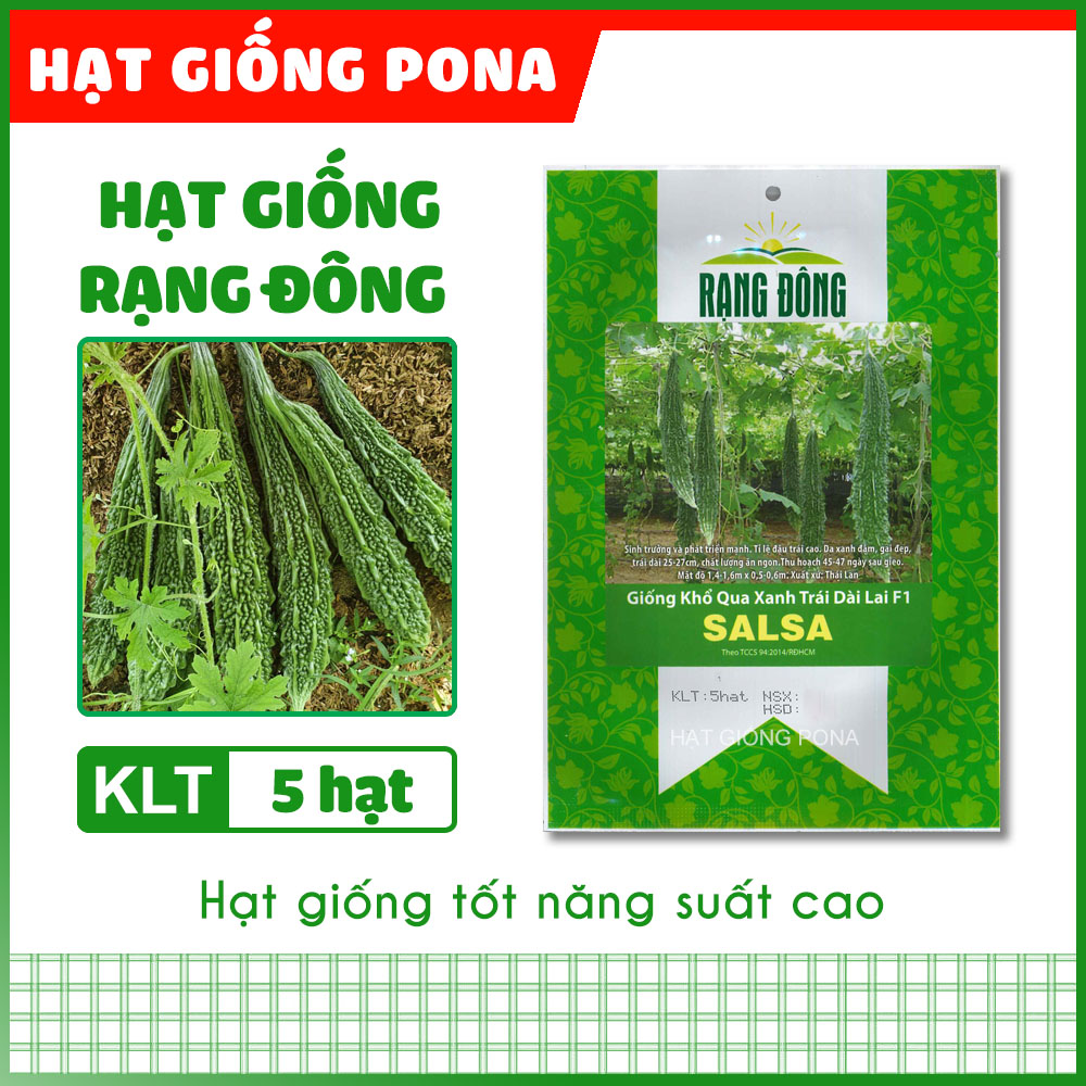 Hạt giống Khổ qua xanh trái dài lai F1 Salsa - Hạt giống Rạng Đông
