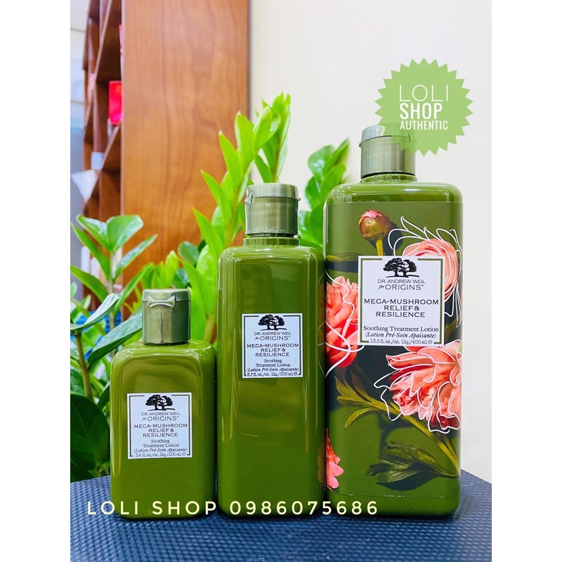 Origins Lotion Nấm Linh Chi Toner Origins Mega Mushroom Relief & Resilience Soothing Treatment Lotion 100ML 200ML 400ML