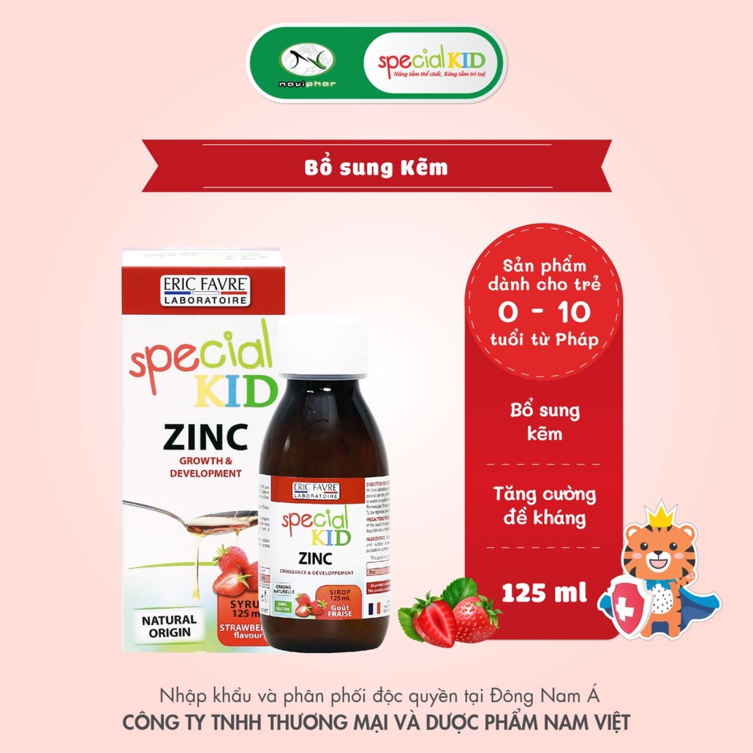 Siro bổ sung kẽm cho bé, kích thích bé ăn ngon, hỗ trợ tăng sức đề kháng - Special Kid Zinc - 125ml