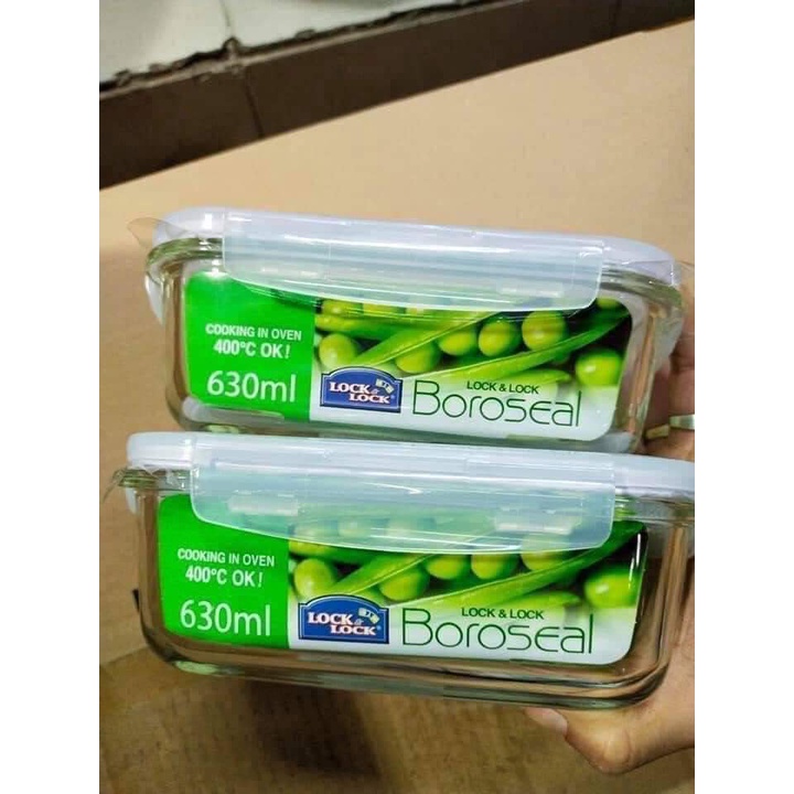 Combo 2 hộp thuỷ tinh lock and lock 630ml hình chữ nhật
