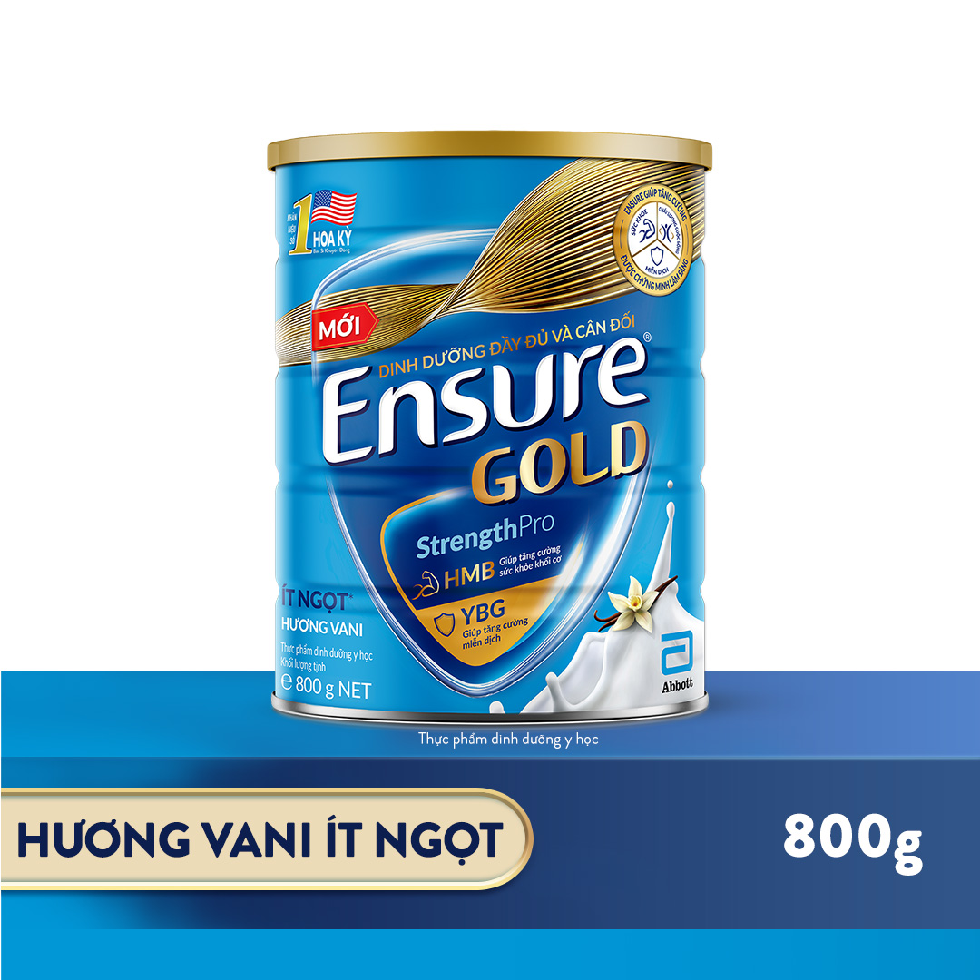 Lon sữa bột Ensure Gold hương vani ít ngọt 800g (New)