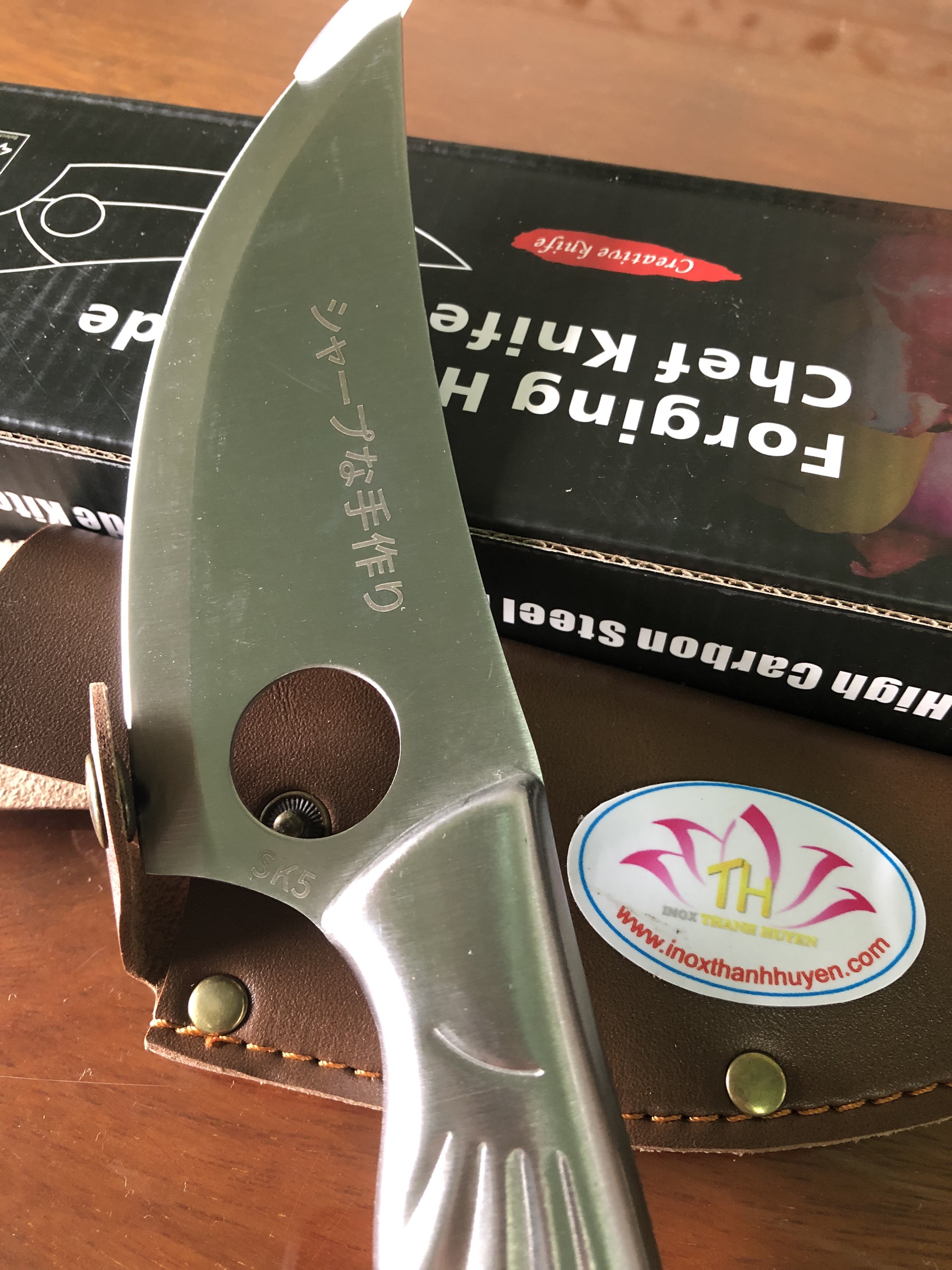 Dao lóc thịt dao rồng Domacus rèn thủ công từ thép không gỉ của nhíp xe tải SK5 Nhật Bản siêu bén chất như nước cất