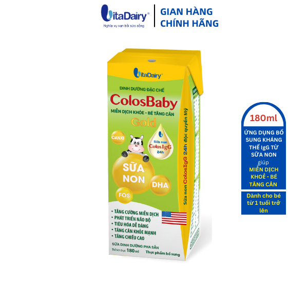 SBPS Colosbaby Gold giúp bé tăng cân, miễn dịch khỏe, phát triển toàn diện / lốc 4 hộp 180ml