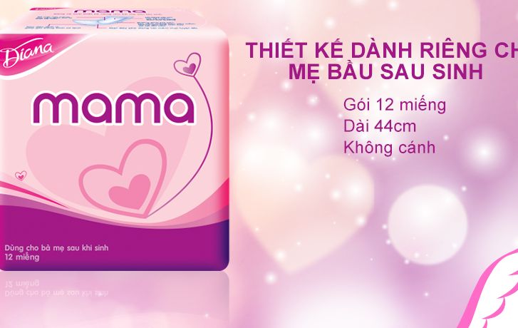 Băng Vệ Sinh Ban Đêm MAMA (12 miếng/ 44cm) Siêu Thấm, Chống Tràn, Êm Ái - Băng Ve Sinh Cho Mẹ Sau Sinh, Bangvesinh, Bvs, Ta Mama - Bang Ve Sinh MAMA