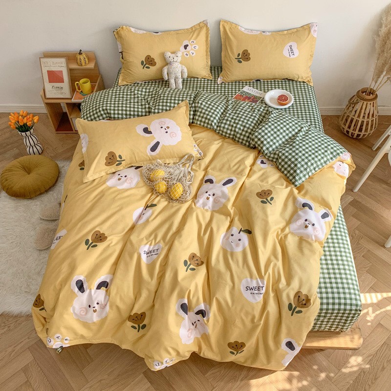 Trọn bộ chăn ga gối mền cotton poly nhập mẫu thỏ vàng siêu cấp cute.evilys shop