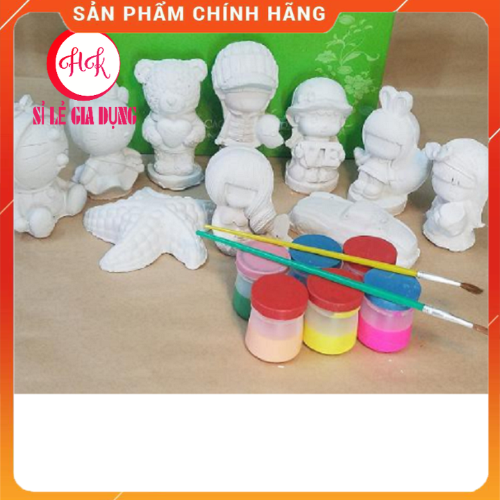 Set 10 tượng tô màu tô tượng thạch cao giá rẻ tượng tô màu cho bé - tặng kèm màu vẽ và cọ HK