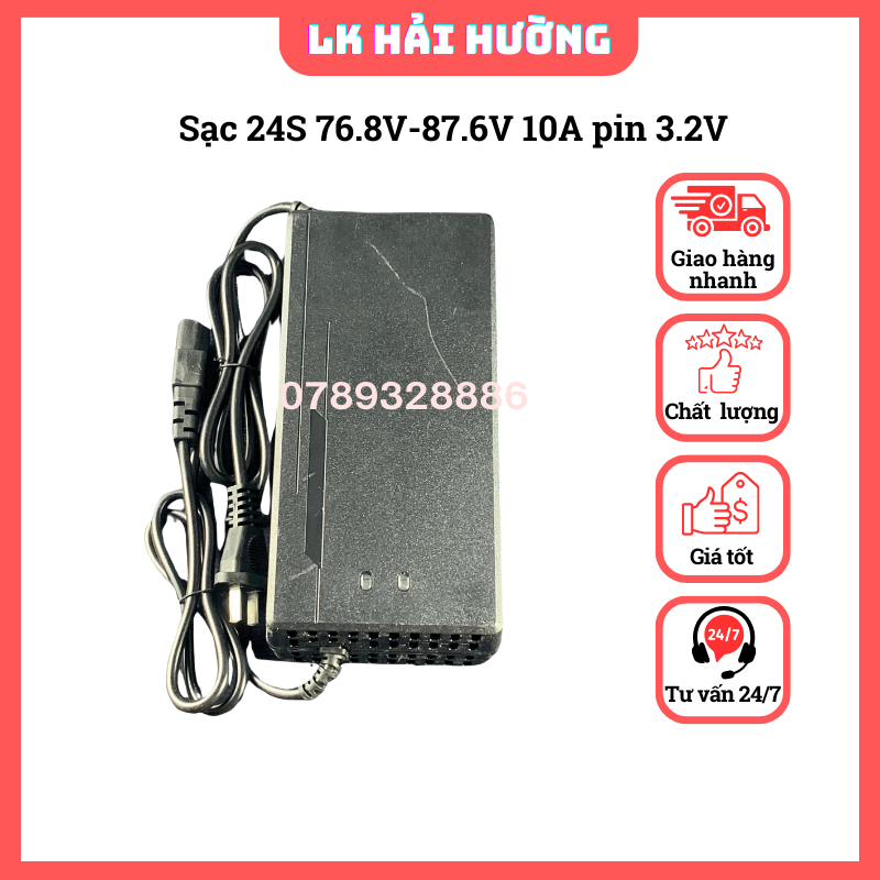 Sạc 24s 76.8v - 87.6v 10a có quạt cao cấp cho pin 3.2v