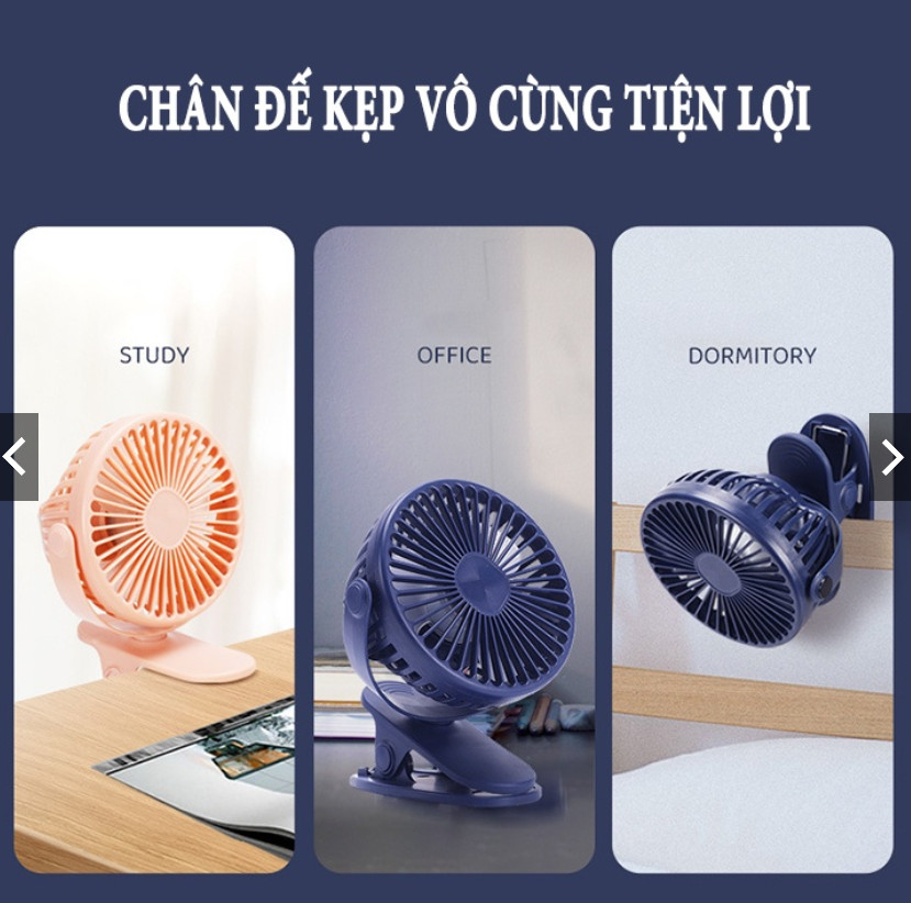 Quạt kẹp bàn tích điện p6 - quạt mini để bàn xoay 360 độ tiện lợi quạt mini để bàn sạc tích điện quạt tích điện kẹp bàn