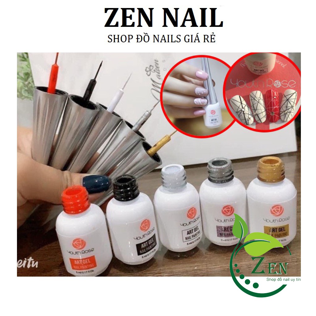 Set Gel Cọ Nét Hoa Hồng 9 chai, Vẽ Nét Nail mảnh