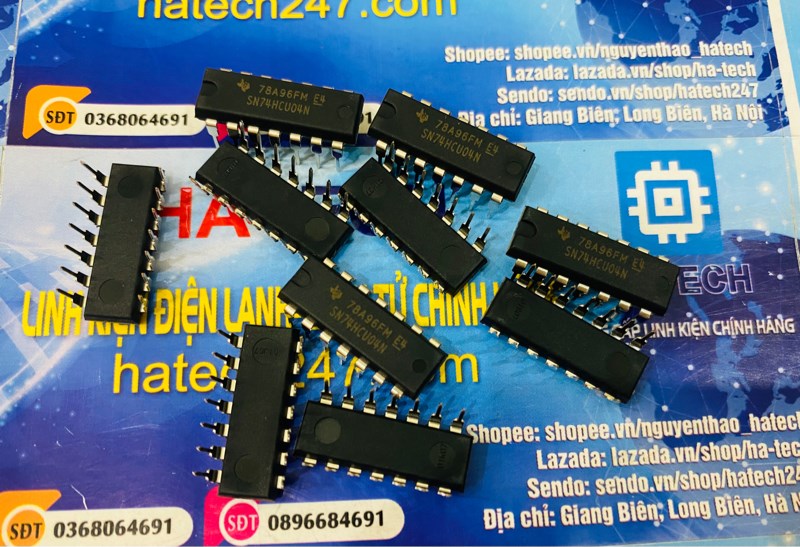 Ic số 74hcu04 sn74hcu04n chân cắm dip-14 mới chính hãng 100%
