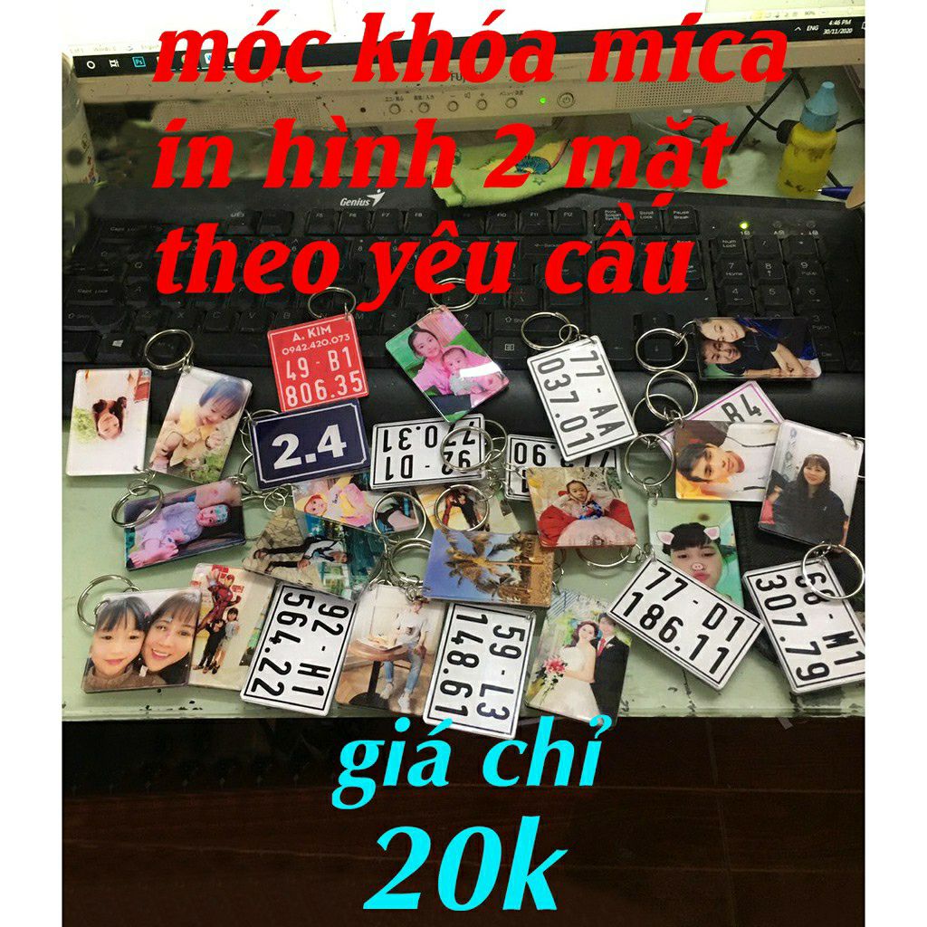 Móc khóa mica in hình 2 mặt theo yêu cầu