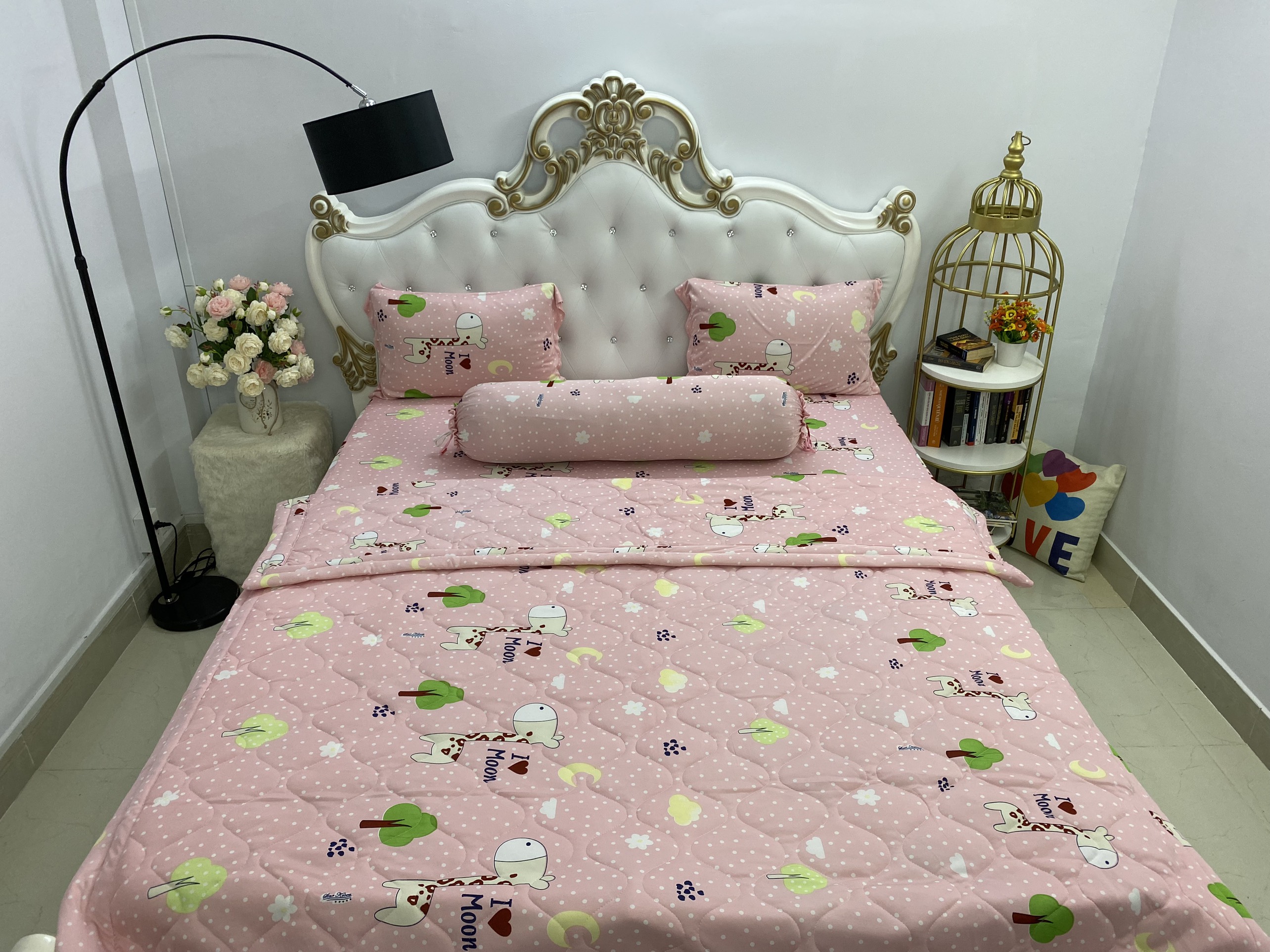 [HCM]Bộ drap thun Hàn Quốc loại 1 có mền 5 món ( 1 drap + 1 chăn chần bông + 3 áo gối)hoặc mền lẻ"