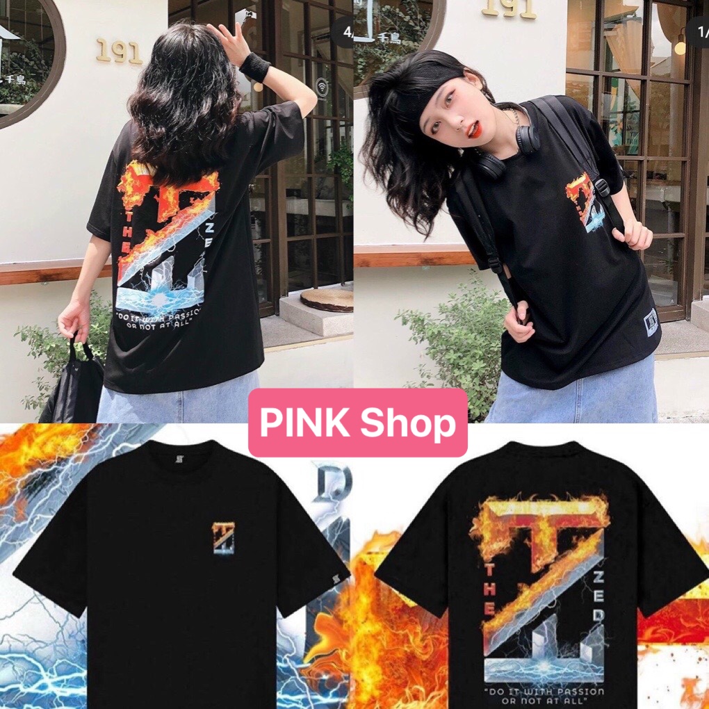 ÁO THUN NAM NỮ THEZED NƯỚC LỬA IN 3D SIÊU HOT TREND PINK SHOP