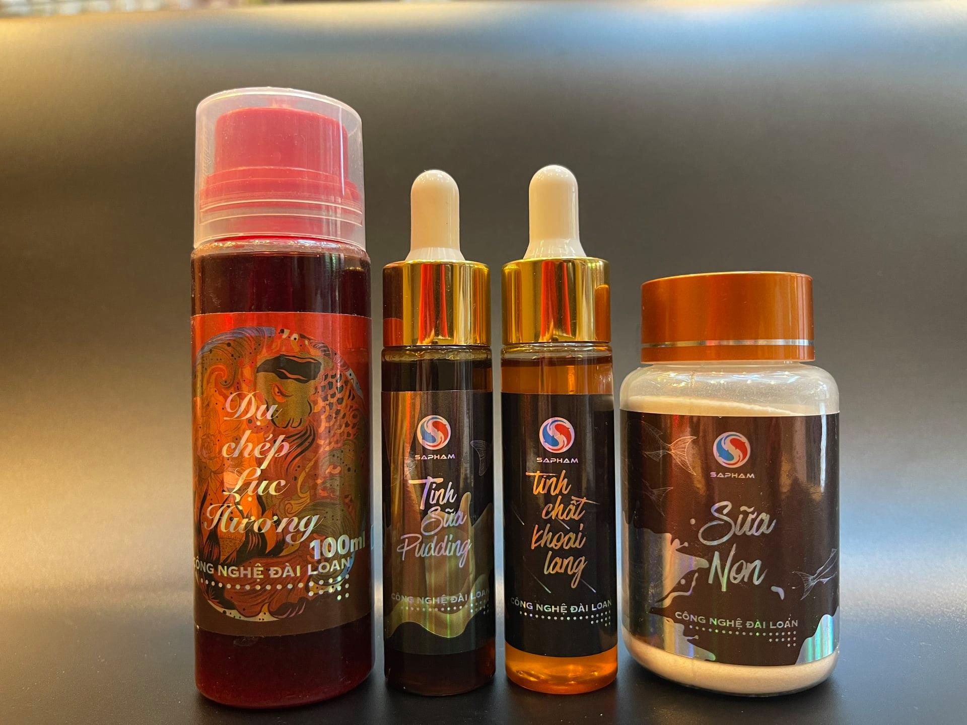 Combo câu Chép bằng tinh mùi - Mồi câu cá chép siêu nhạy (Dụ chép Lục Hương, Sữa non, Pudding, Tinh chất khoai lang) - Sapham Fishing