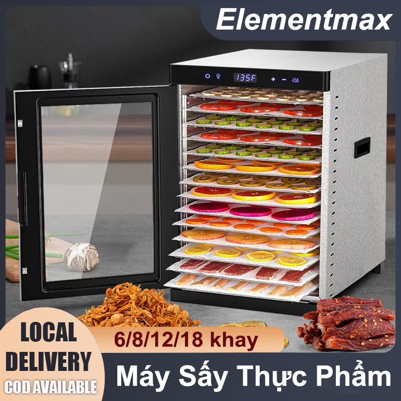 Máy Sấy Thực Phẩm Đa Năng 304 - Sấy Hoa Quả, Thịt Cá, Rau Củ, Nấm | Khay Inox Chống Gỉ | Tiết Kiệm Điện | Tự Động Hẹn Gi