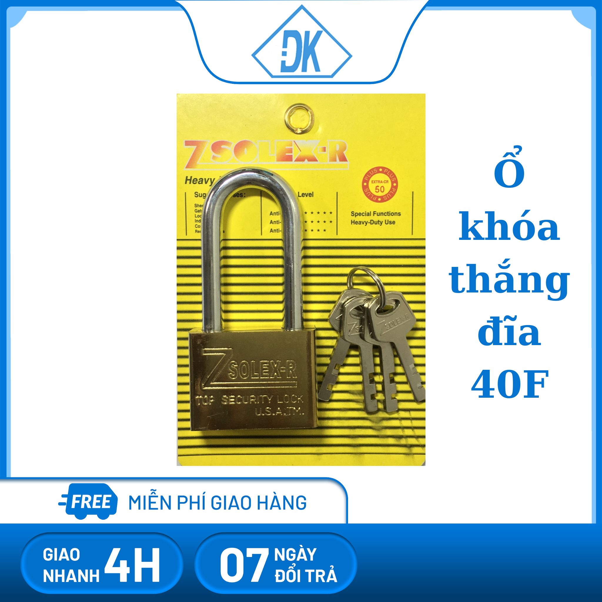 Ổ khóa đĩa xe máy càng dài size 40F siêu gọn siêu an toàn, thân khóa bằng thép lõi đồng siêu bền - Đăng Khoa 79 - khóa đĩa chống trộm, khóa phanh đĩa