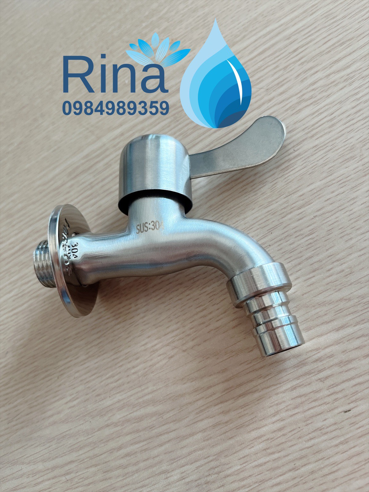 Vòi hồ inox 304.Vòi hồ inox 304 không han rỉ, ren 21, tay nắm mỏ vịt, xả máy giặt