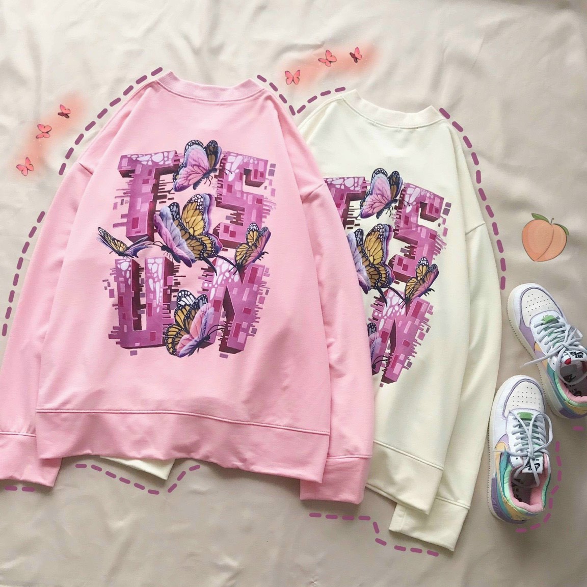 [HCM]Áo Khoác Nỉ Cadigan Phối Cúc Lớn in Đàn Bướm 3D Siêu Hot Mẫu Mới .TP