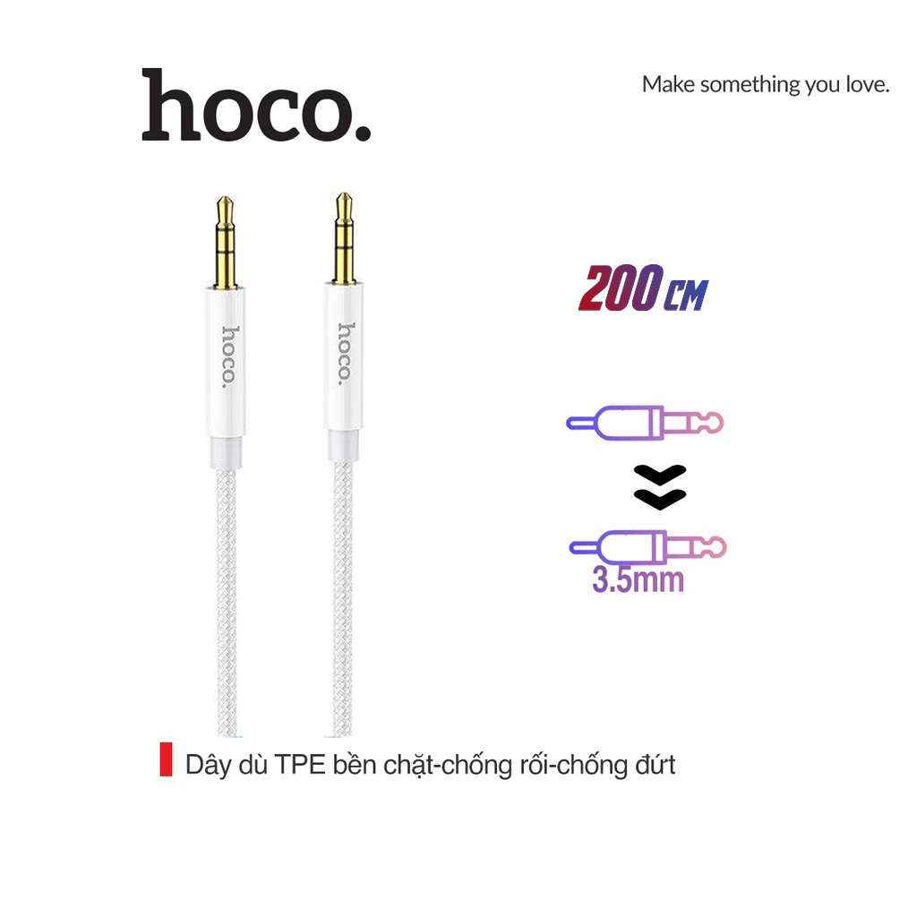 Cáp âm thanh hoco upa19 jack 3.5mm sang 3.5mm chất liệu tpe cho âm thanh sống động dài 2m
