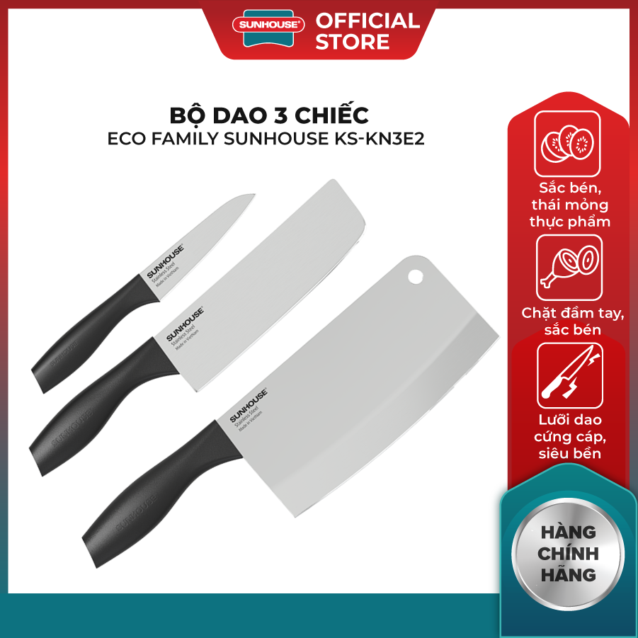 Bộ dao 3 chiếc Eco Family Sunhouse KS-KN3E2
