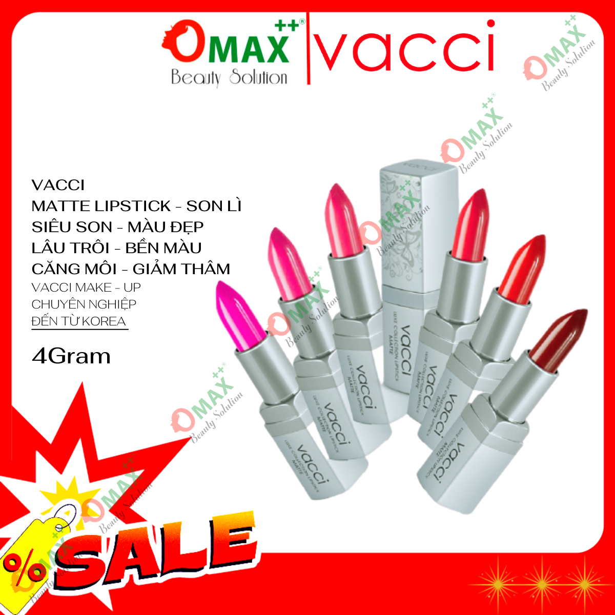 Son lì VACCI -  dưỡng môi cao cấp Vacci Matte Lipstick - Son cả thế giới