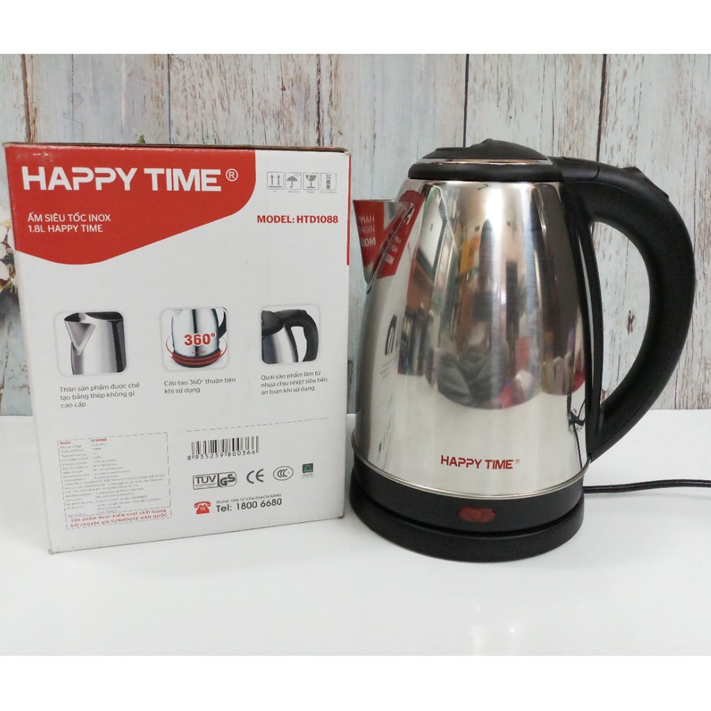 Ấm siêu tốc inox 1.8l happy time htd1081