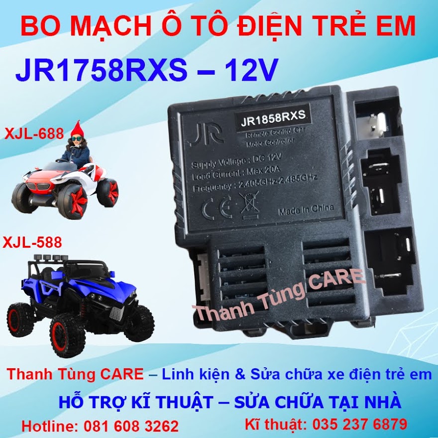 [Bo Mạch] Bo mạch ô tô điện trẻ em JR1758RXS 12V - 5 chân hoặc 1858RXS 12V cho xze XJL-588 hoặc XJL-688
